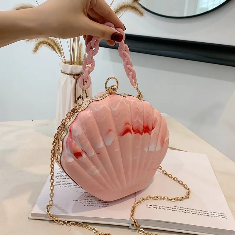 Shell shaped party clutch bag evening bag elegant cross shaped bag womens shoulder chain bag fashionable wallet and handbag 241031