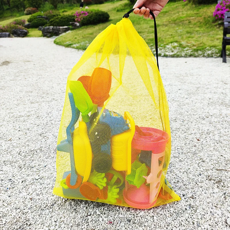 Outdoor Beach Mesh Bag Children Sand Away Foldable Portable Kids Beach Toys Bag Clothes Toy Storage Sundries Organizers Backpack