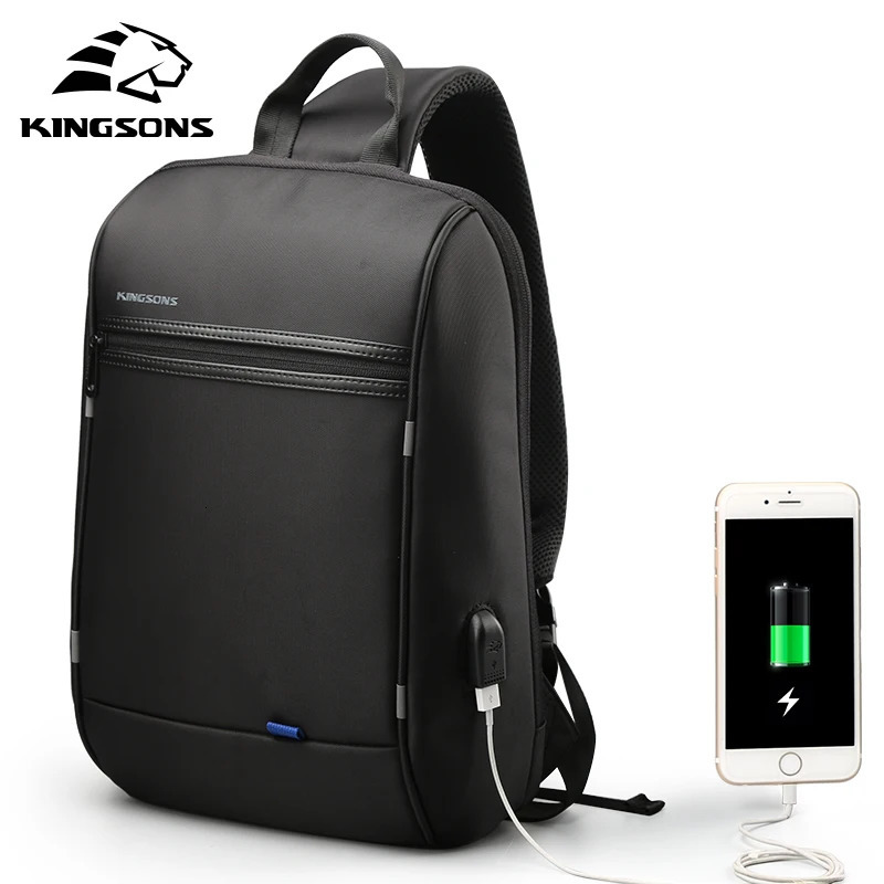 Kingsons anti-theft waterproof single shoulder mens laptop backpack 14/13.3 inches with USB charging port and TSA customized lock 241031