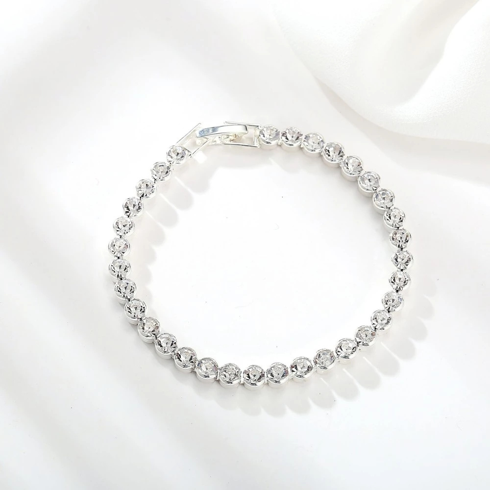 Luxury Crystal Tennis Bracelets For Women Wedding Gift Gold Silver Color Metal Roman Chain Bracelets Bangles Jewelry