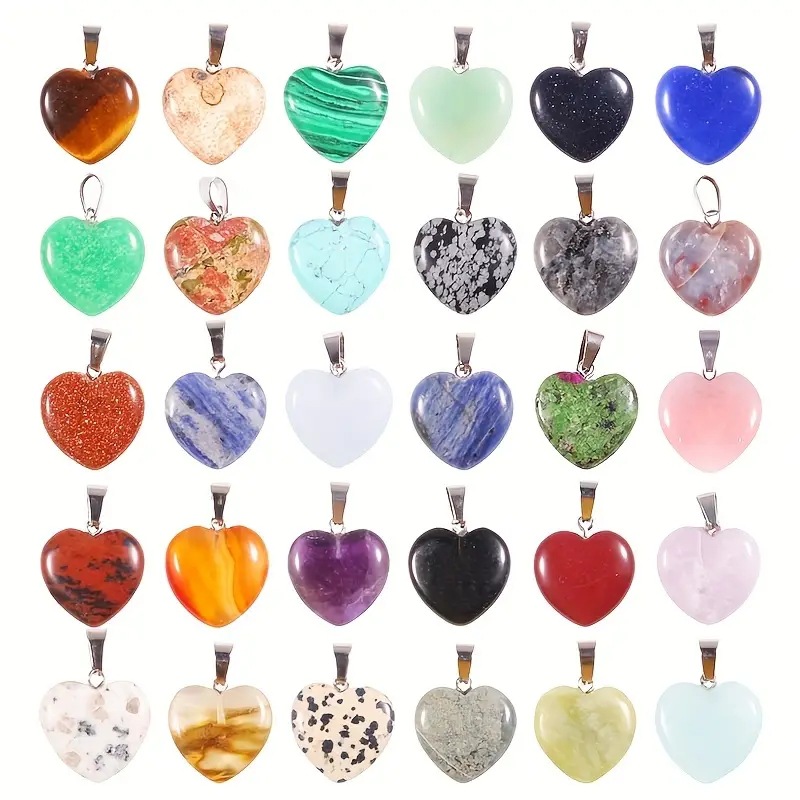 Heart Shape Real Nature Gem Stone Pendent for Necklace Charm Beads Sea Opal Pendent Gemstone Agate Pendent for Making Necklace DIY Jewelry Making Acce