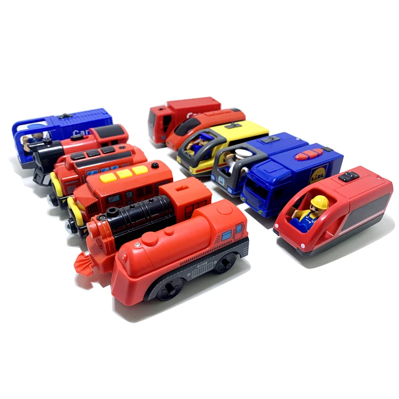 Electric Locomotive Magnetic Car Diecast Slot Fit All Brand Wooden Train Track Railway For Kids children's Educational Toy