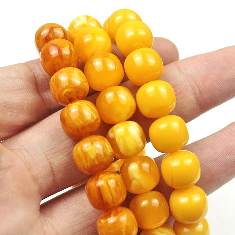 10mm Amber Mineral Amber Old Beeswax Barrel Shape Original Stone Men Give Gifts To Friends Yellow Round Beads Buddha Bracelet