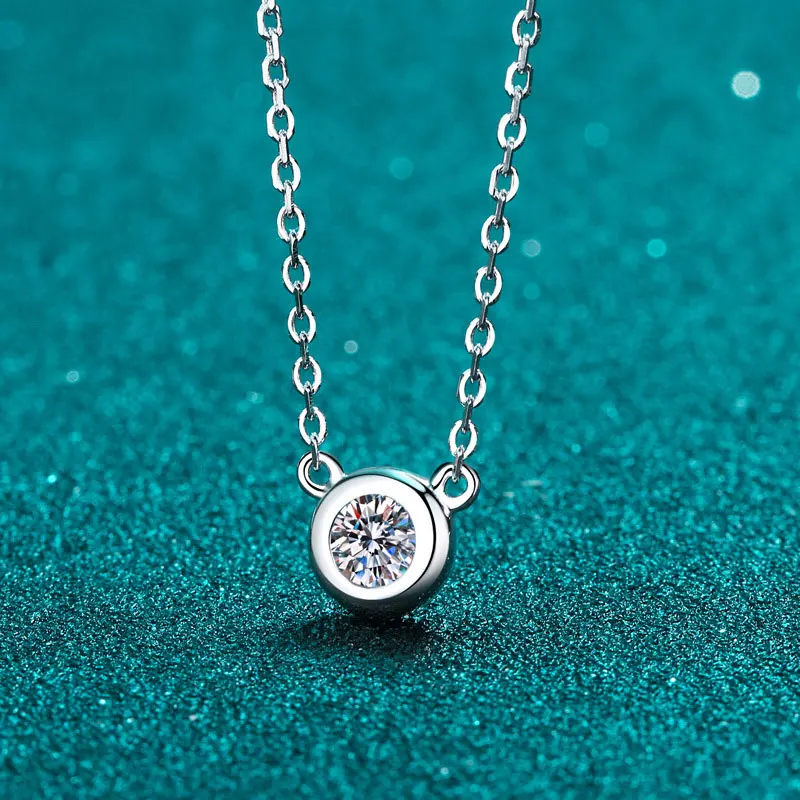 KNOBSPIN D Color Moissanite Necklace for Woman Birthday Party Jewely with GRA 925 Sterling Sliver Plated 18k White Gold Necklace