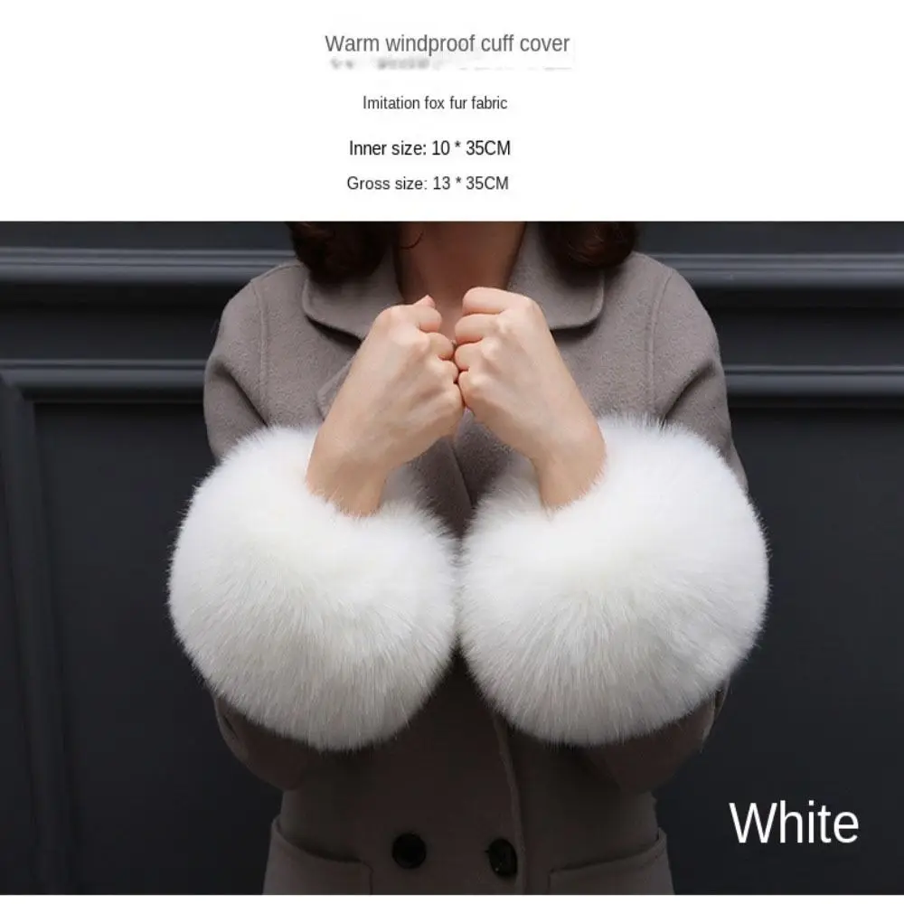 Winter Ladies Women Soft Faux Fur Plush Cuff Oversleeve Windproof Gloves Hand Wrist Warmer Cuff Clothing Accesories