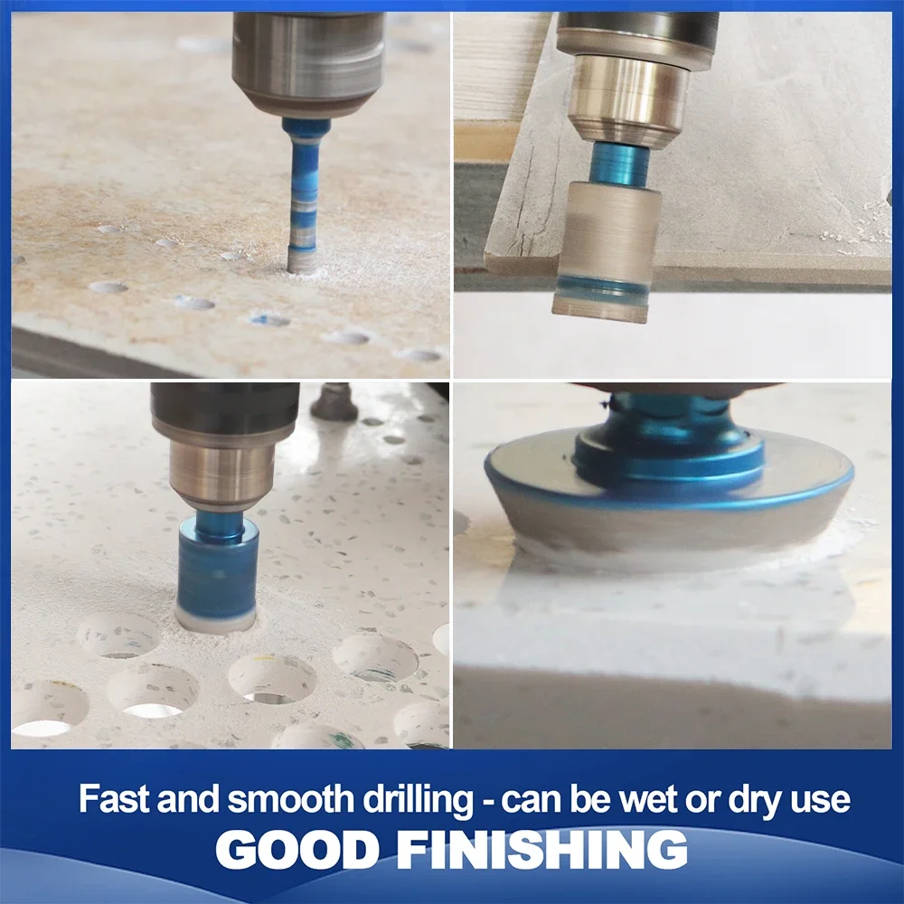 BRSCHNITT Diamond Drilling Bits Kit Tile Cutter for Drilling Ceramic Marble Granite, Triangle Shank 11Pcs Hole Saw