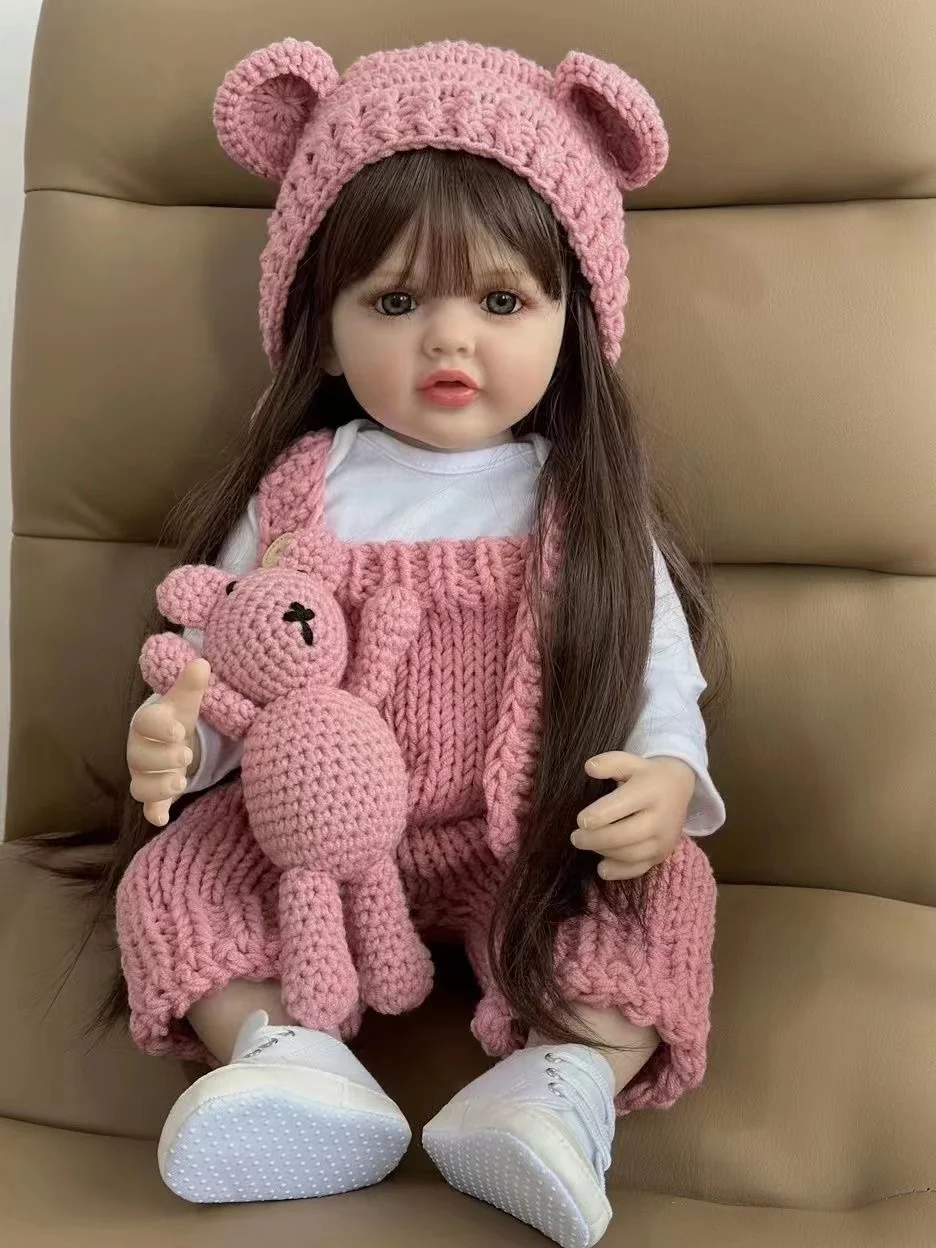 55CM Full Body Soft Silicone Vinyl Lifelike Reborn Toddler Girl Doll Soft Touch Christmas Gifts for Children