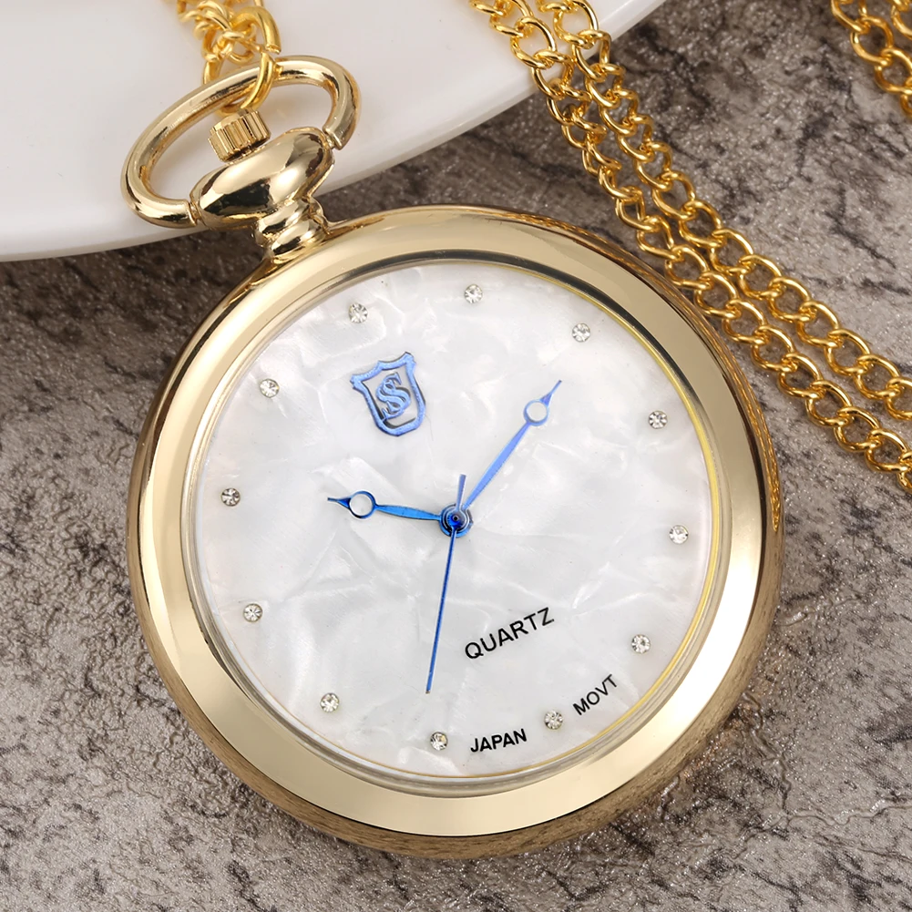 Waterproof Pocket Watch Universal Pocket Watch Quartz Watch Diamond Inlaid Shell Surface Japanese Quartz Movement High Quality