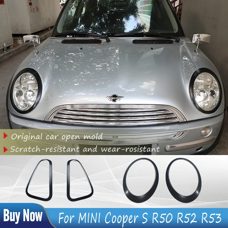 For MINI Cooper S R50 R52 R53 Black Car Headlight Head Tail Light Rear Lamps Frame Rings Cover Car Stickers Exterior Accessories