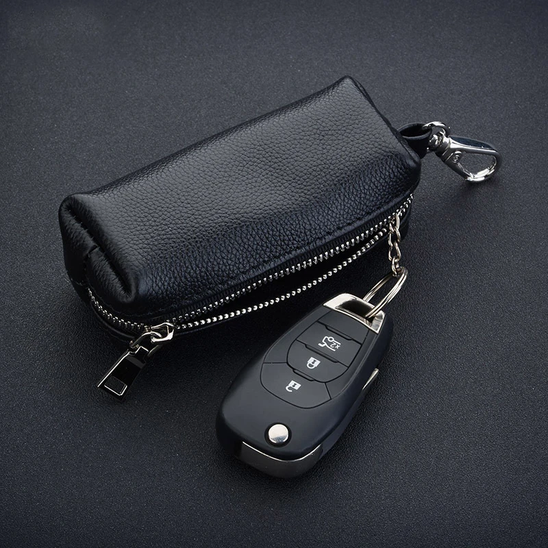 2023 New Genuine Leather Keychain Men Women Key Holder Organizer Pouch Cow Split Car Long Key Bag Housekeeper Key Case wallet