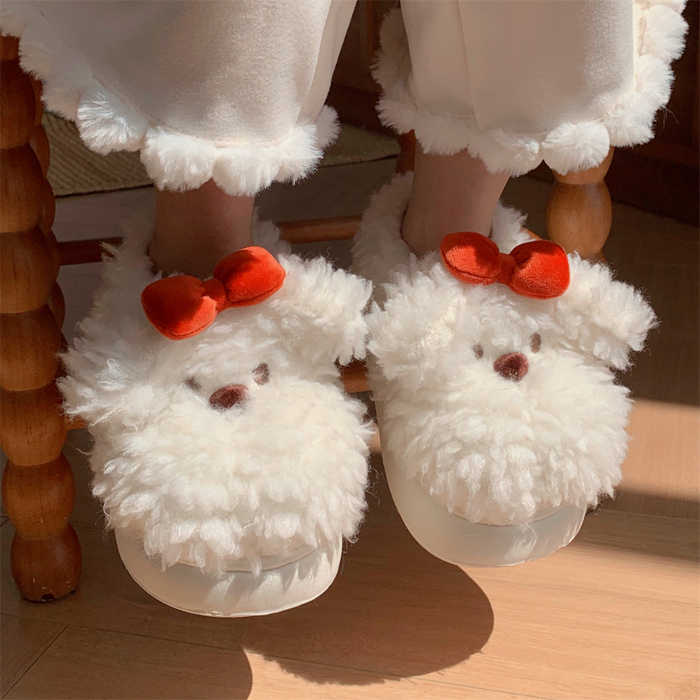 Slippers Fun Cute cartoon puppy dog Cute slippers for women girls Fashion Kawaii Fluffy winter warm women's slippers