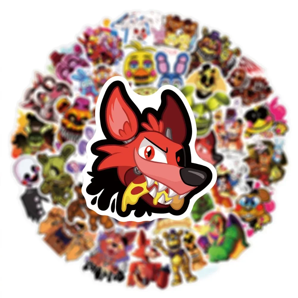 50PCS Scary Toy Bear Game Stickers Aesthetic DIY Laptop Phone Skateboard Motorcycle Car Waterproof Sticker for Kids Gift
