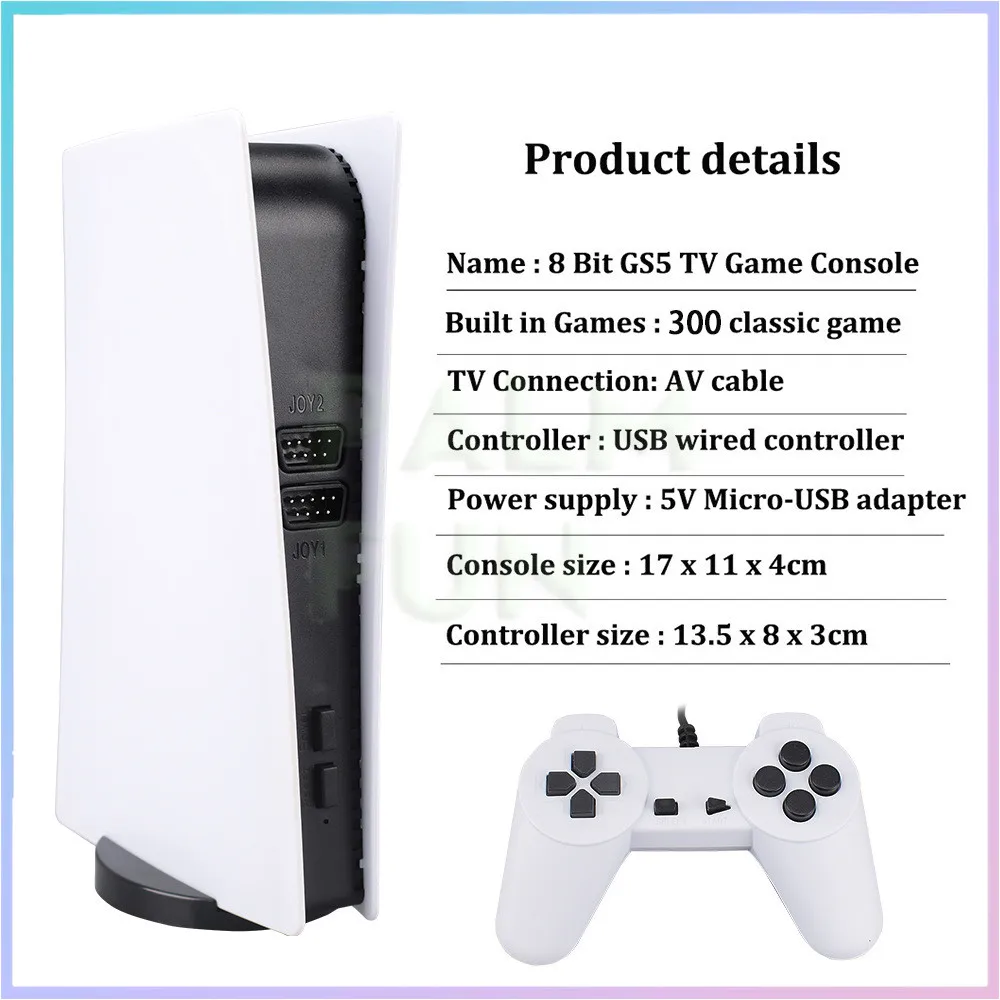 GS5 TV Game Console USB Port 8 Bit Game Box Retro AV Output USB Controller Home Classic Two Player Arcade Game Console Gifts - view 5