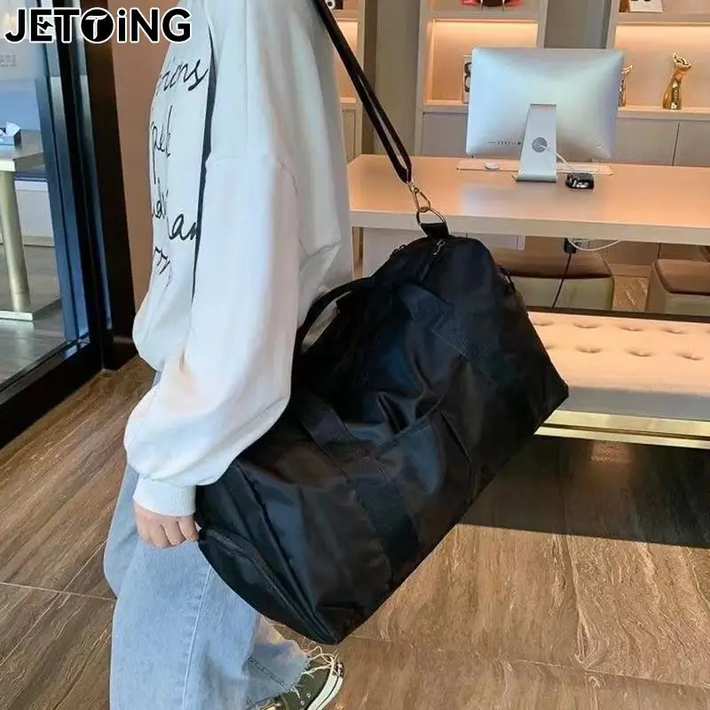 Duffel Bag Embroidered Sports Gym Bag Travel With Wet Dry Pockets & Shoe Compartment 2 Layer For Vacation, Beach, Swimming Pool