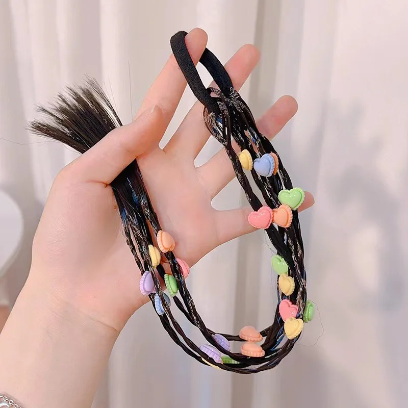 1PC New Lovely Girls Colored Strawberries Wigs Ponytail Headbands Rubber Bands Hair Bands Headwear Kids Hair Accessories