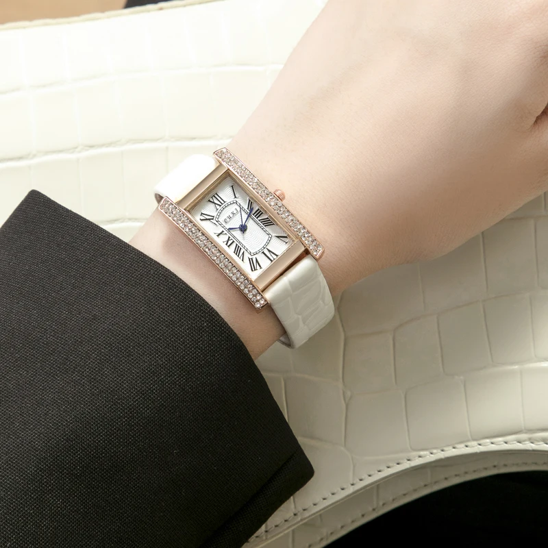 2024 Vintage Classic Luxury Design Diamond Women Watch Starry Square Simple And Stylish Roman Numeral Quartz Wristwatch