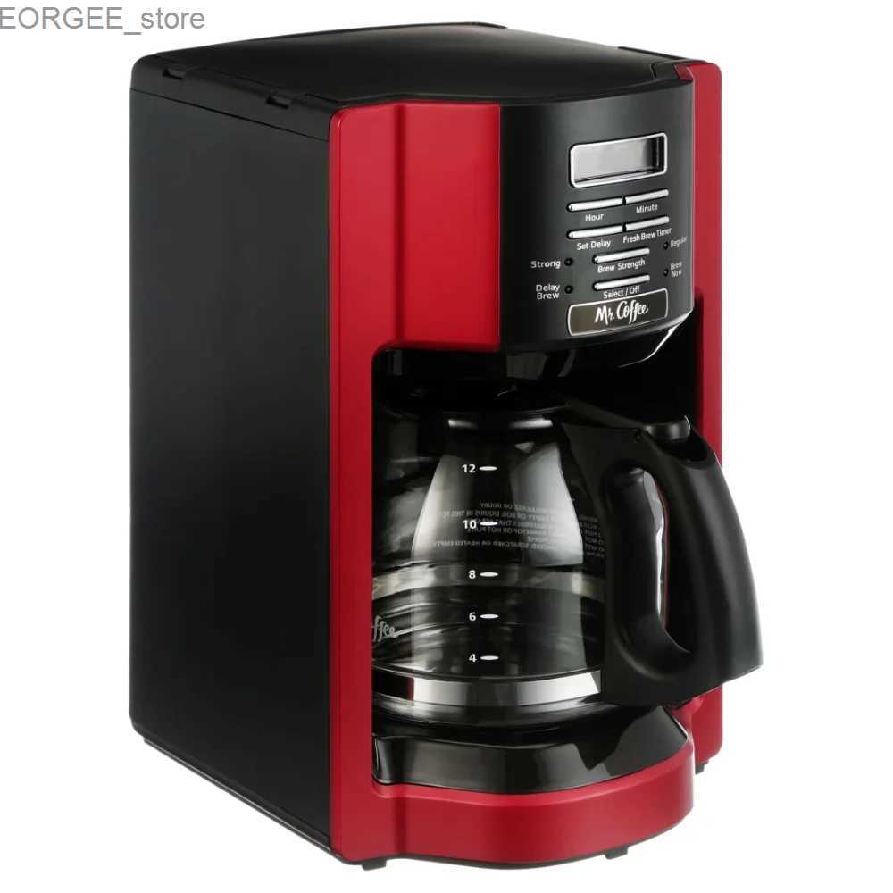 Coffee Makers 12 cup programmable coffee machine fast brewing red coffee machine Y240403