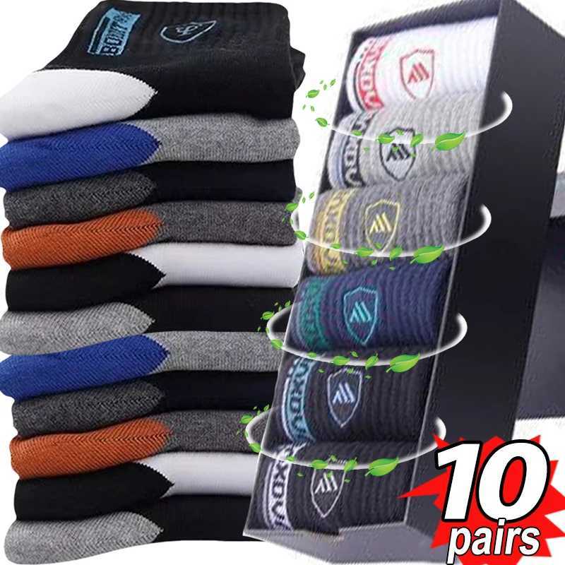 5/10pairs Mens Sport Spring Autumn Breathable Cotton Male Sweat-absorbing Deodorant Leisure Ankle Sock Size 38-46 LX241102