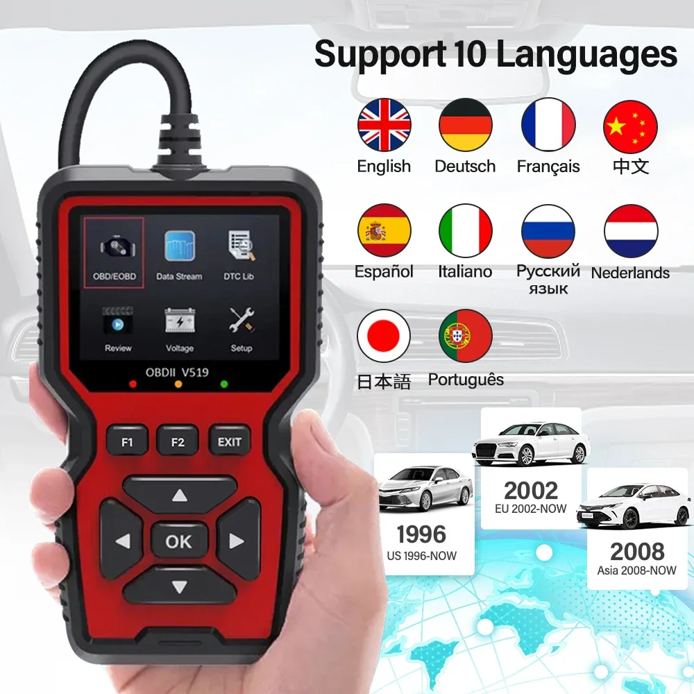 V519 OBD2 Car Scanner Auto Check Car Engine Clear Fault Code Live Data Professional Mechanic Diagnostic Tool Check Engine Light