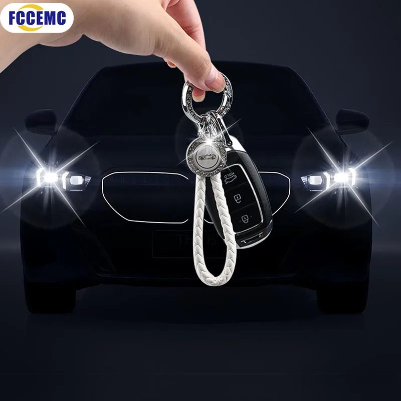 Luxury Car Diamond Keychain Keyring Holder Anti-lost Keychain Car Key Ring Chain Holder Phone Number Tag Keyring Auto Accessorie