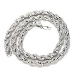 Full Iced Out Hip Hop Jewelry Moissanite Rope Chain Necklace Sterling Silver 12mm Twisted Diamond Rope Chain