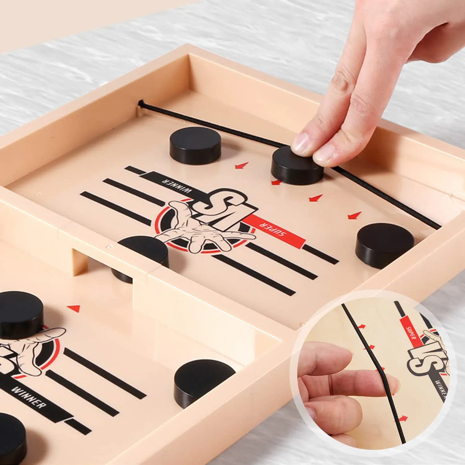Fast Sling Puck Game Hoc-key Board Family Game Family Home Games With Chessboard And Pawns Test Your Speed Winner Board Game
