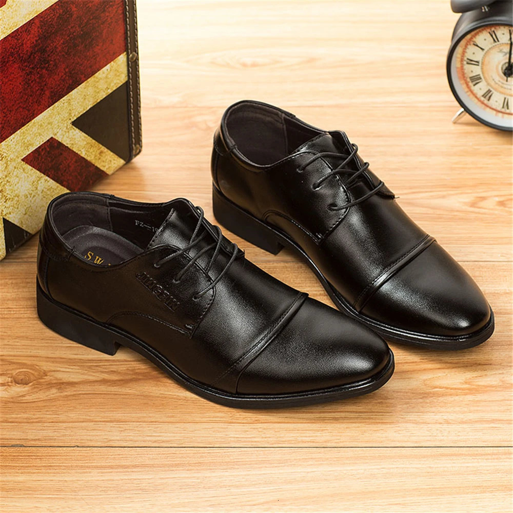 Official mens shoes Oxford Italian mens shoes Leather shoe Official mens shoes Classic plus size brown dress 241031