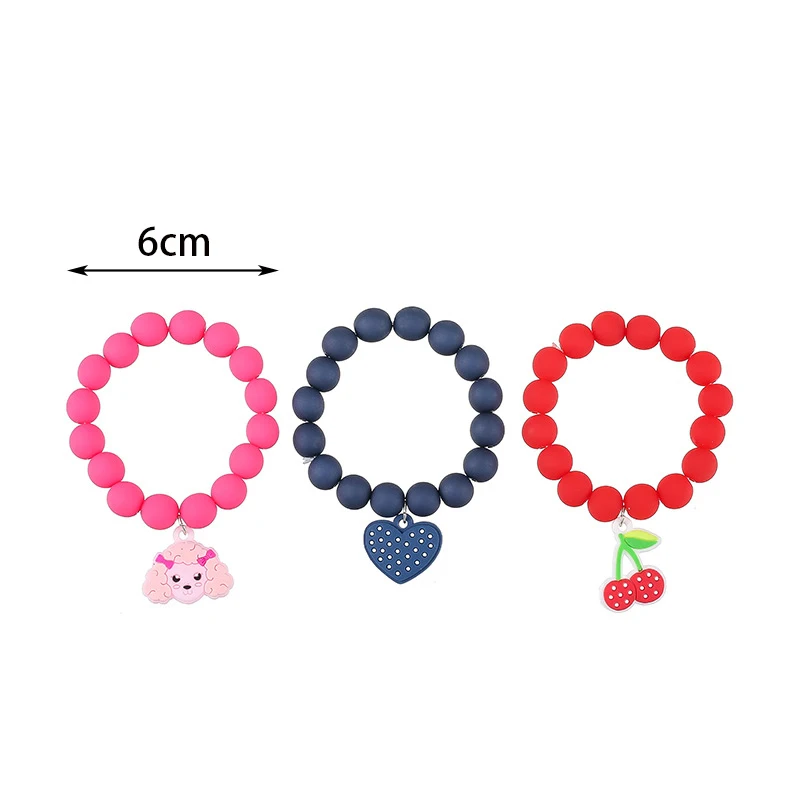 3Pcs/set Cute Kawaii Unicorn Rainbow Charm Stretch Candy Color Beads Bracelet For Teens Girls Bracelets Jewelry Gifts