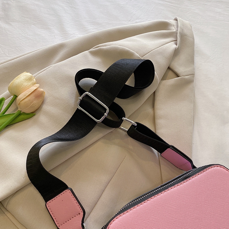 Trendy Contrast Color Small Square Bag New Personalized Broadband Crossbody Women's Bag Minimalist Camera Bag