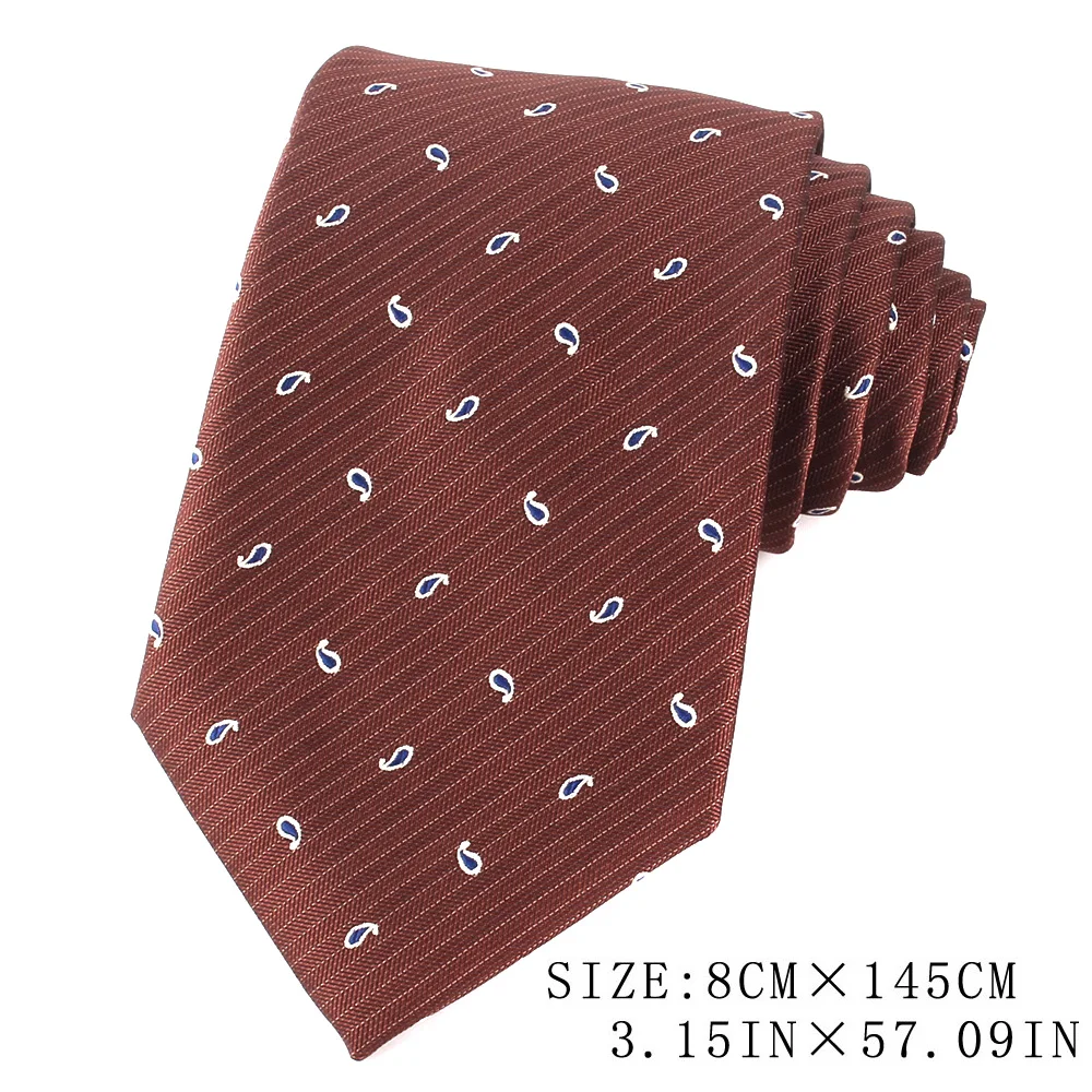 Wedding Tie For Men Women Brown Color Neck Tie For Party Jacquard Neckties Adult Coffee Pattern Neck Ties For Groomsmen Gifts