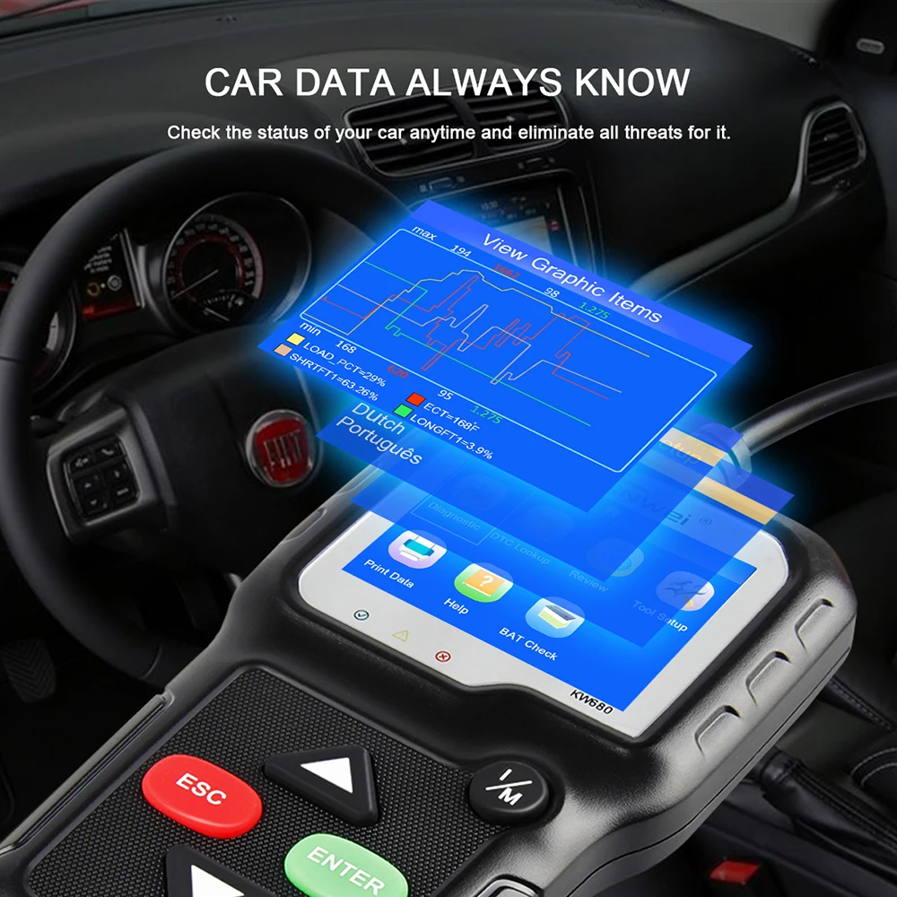 KONNWEI KW680 OBD2 Scanner OBDII Car Diagnostic Auto Diagnostic Tools Russian Language Car Scanner Tool Diagnostic code reader