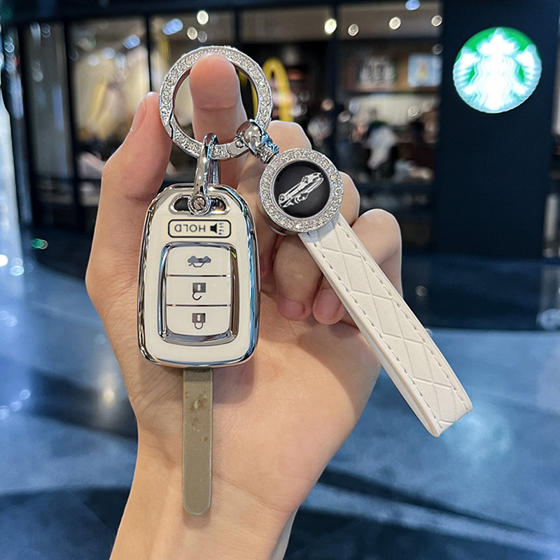 For Honda Accord 2016 2017 Civic 2016 2017 2018 2019 TPU Silver Edge Car Remote Key Cover Case Shell Keychain Accessories