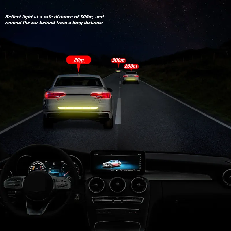 Car Reflective Stickers Auto Rear Stripes Warning Reflective Night Strip Safe Distance Reminder Car Accessories Reflective Tape