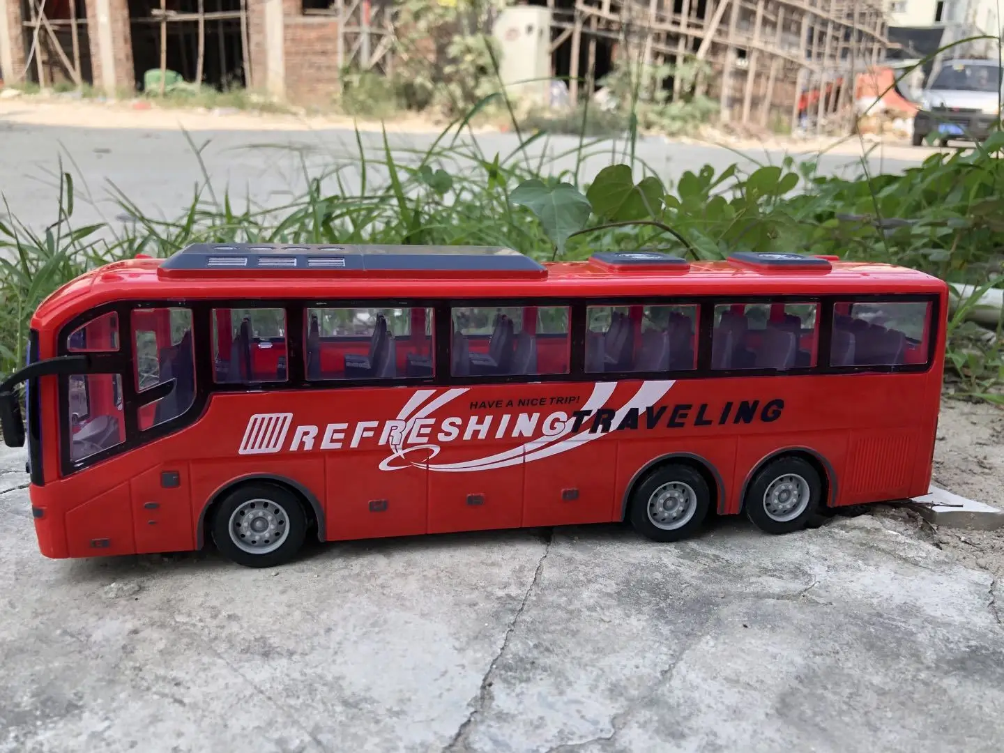 1/30 Rc Car Electric Remote Control Bus with Light Tour Bus Model 2.4G Remote Controlled Machine Toys for Boy Kids Children