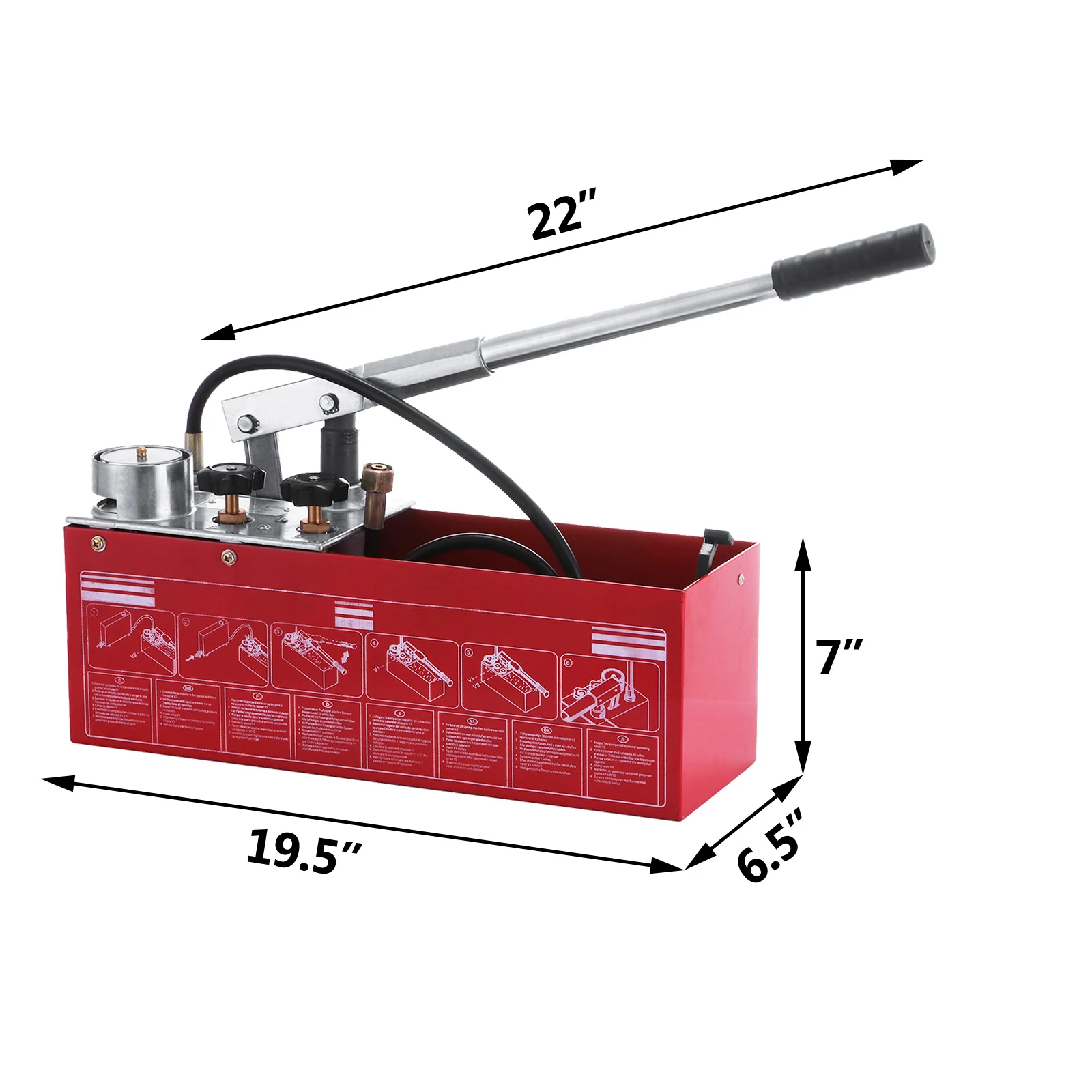 VEVOR Hydraulic Manual Pressure Test Pump Hydrostatic Water Pressure Tester 0-50 Bar 12L Tank for Pipeline Heating Irrigation
