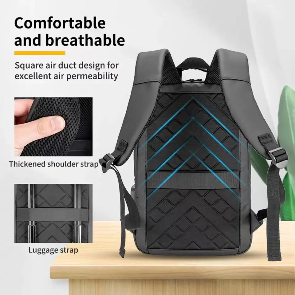High quality USB charging business backpack PU cover school backpack travel notebook backpack waterproof 16.5-inch notebook bag 241031