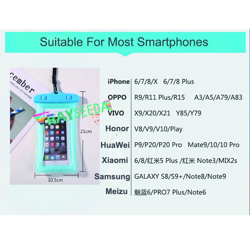 Universal Airbag Floating Swimming Bag Waterproof Touchscreen Phone Pouch Swim Underwater MobilePhone Case For Iphone 6 7 8 Plus