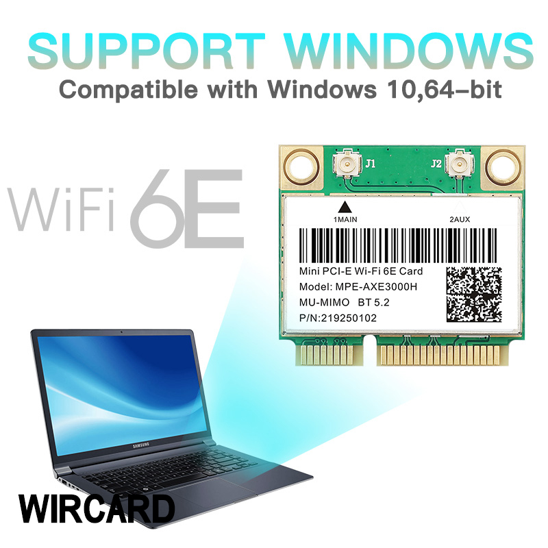 Wifi 6E Adapter 5374Mbps Bluetooth 5.3 Mini PCI-E Intel AX210 Chip 2.4G/5G/6G For Laptops Desktop