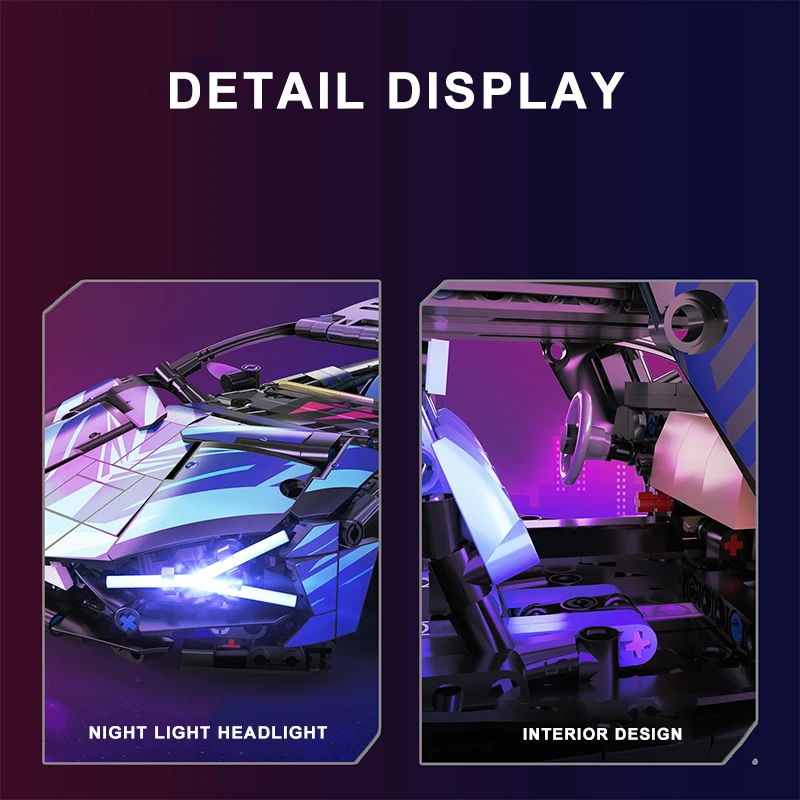1314PCS Black Purple Lamborghinised Sian Sport Car Building Blocks Assemble Racing Vehicle Bricks Toys Birthday Gift For Kid Boy
