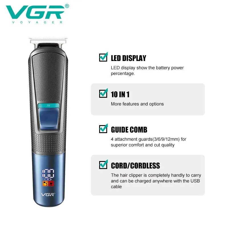 VGR V-108 5 in 1 Mens Grooming Kit Professional Electric Shaver Beard and Nose Hair Trimmer Barber Hair Clipper Set