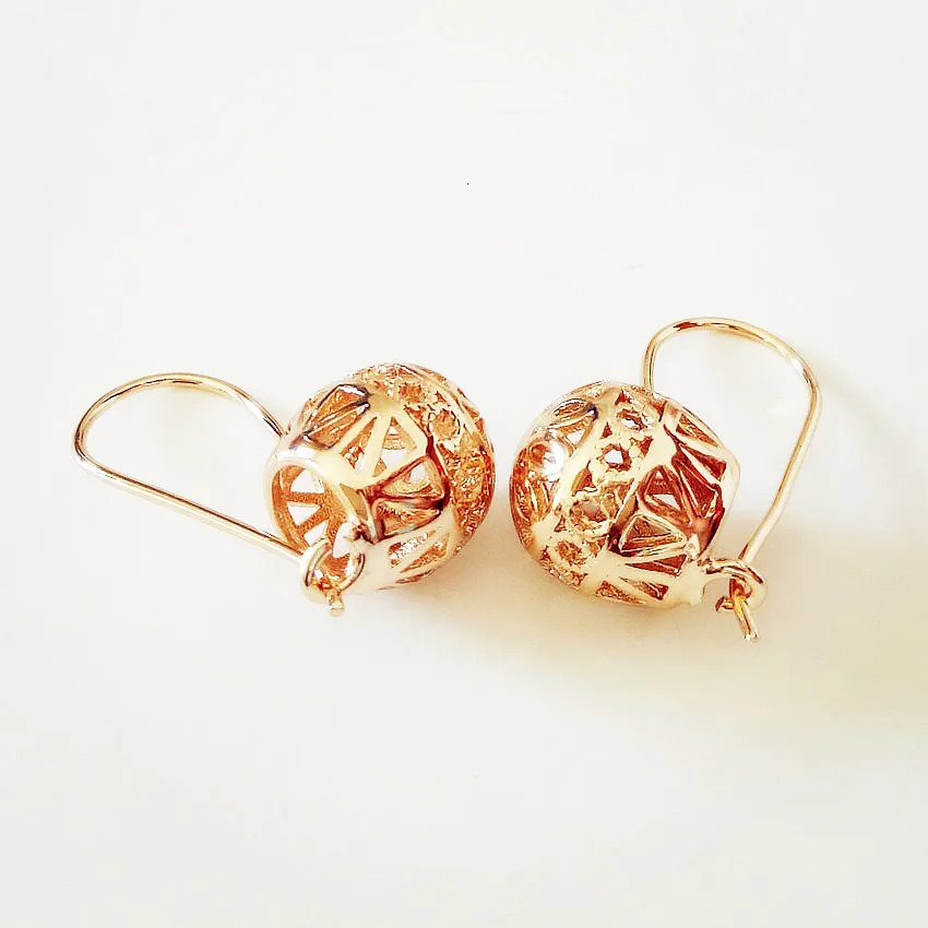 Russian earrings womens jewelry womens earrings fashionable floral spherical 585 rose gold colored earrings womens gold jewelry 241031
