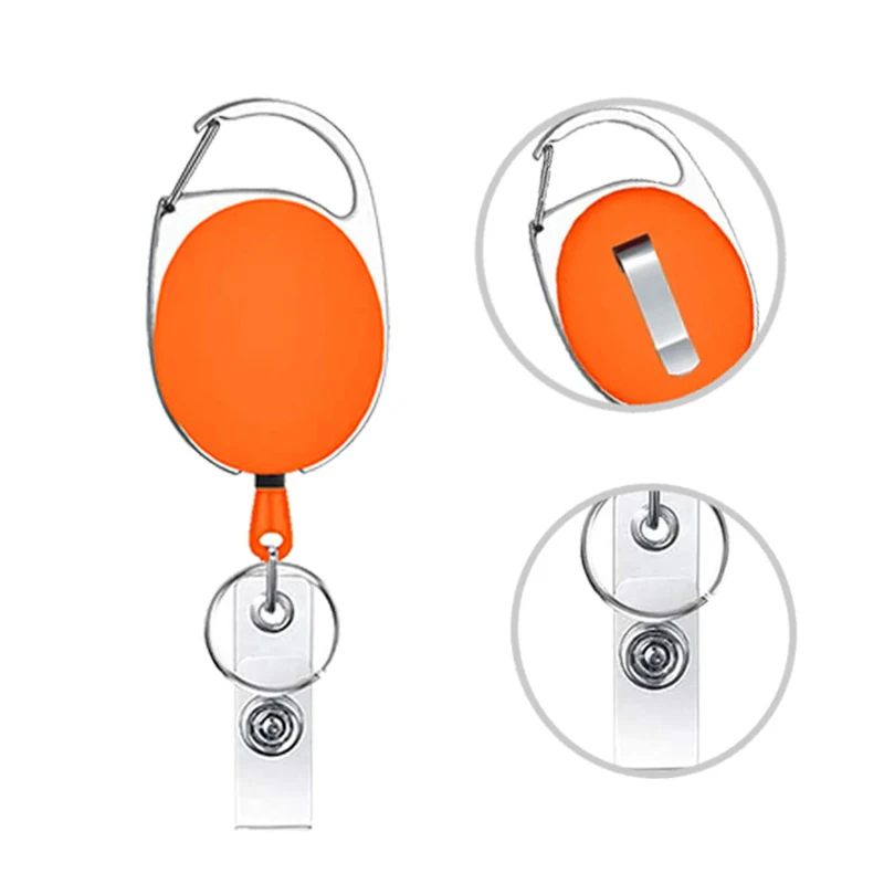 1pc Retractable Badge Holder Clips for Nurse ID Badge Reel with Belt Clip Doctor ID Card Chain Clips School Student Office Solid