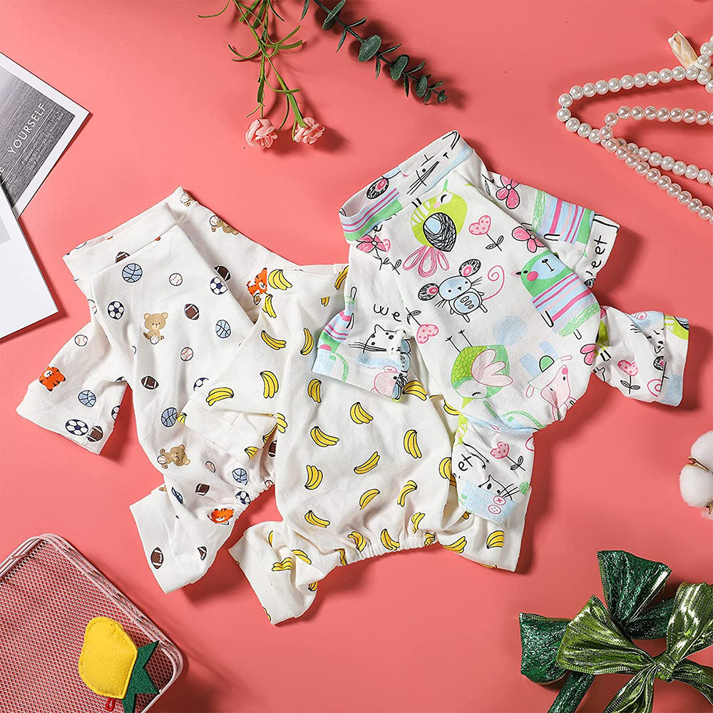 Puppy Dog Pajamas Adorable Dog Onesies Soft Puppy Rompers Pet Bodysuit Clothes for Small Medium Dogs Cute Pet Four Leg Clothing