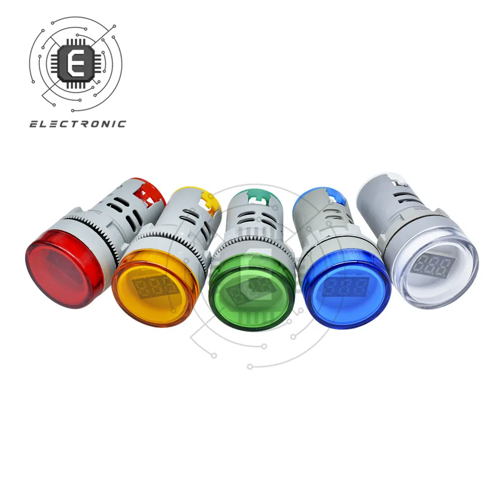 DIY Mini Digital Voltmeter 22mm Round AC 60-500V Volt Voltage Tester Meter Monitor Power LED Indicator Pilot Lamp Light Display