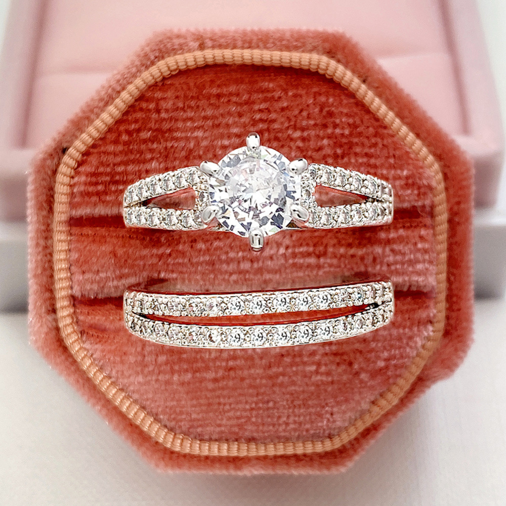 Band Rings New Luxury 925 Sterling Silver Luxury Big Wedding Rings Set for Bridal Women Engagement Finger Party Gift Designer Jewelry
