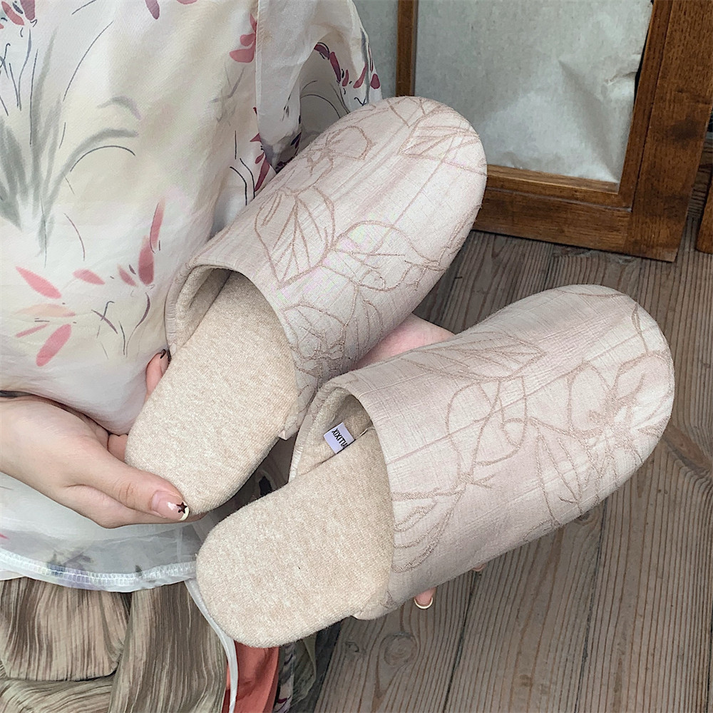 Women's winter trend retro national style Zen fluffy cotton slippers Warm and interesting cotton slippers in winter home bedroom