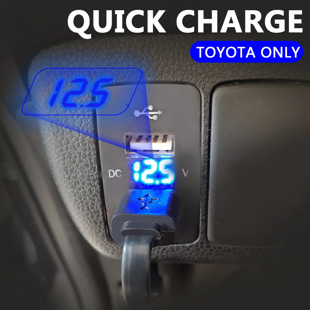 Dual USB QC Car Socket Charger 12-24V new LED Car Accessories 2025 Voltmeter 4.2A Dual USB For Toyota Power Adapter
