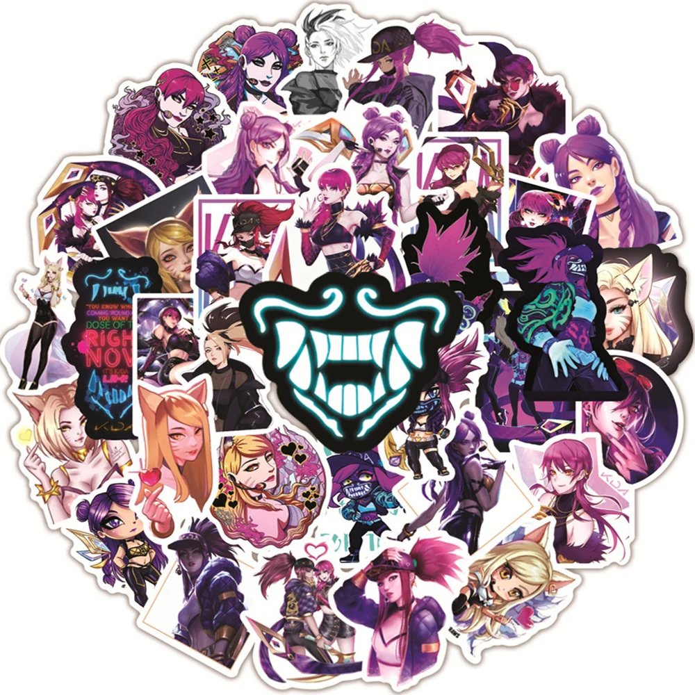 10/30/50PCS Game LOL KDA Anime Stickers for Laptop Water Bottle Skateboard Scrapbooking Waterproof Kids Decal Sticker Packs