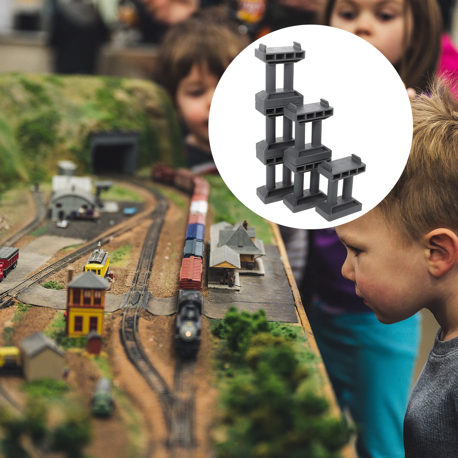 Wooden Train Track Accessories Train Bridge Pier Track Railway Accessories Multi Level Support Risers High Level Blocks Wooden