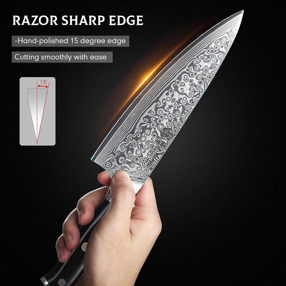F. Young Professional Kitchen Knife Damascus Steel Japanese Chef Knife Slicer Sashimi Practical Fruit Cooking Kitchen Utensils X241102
